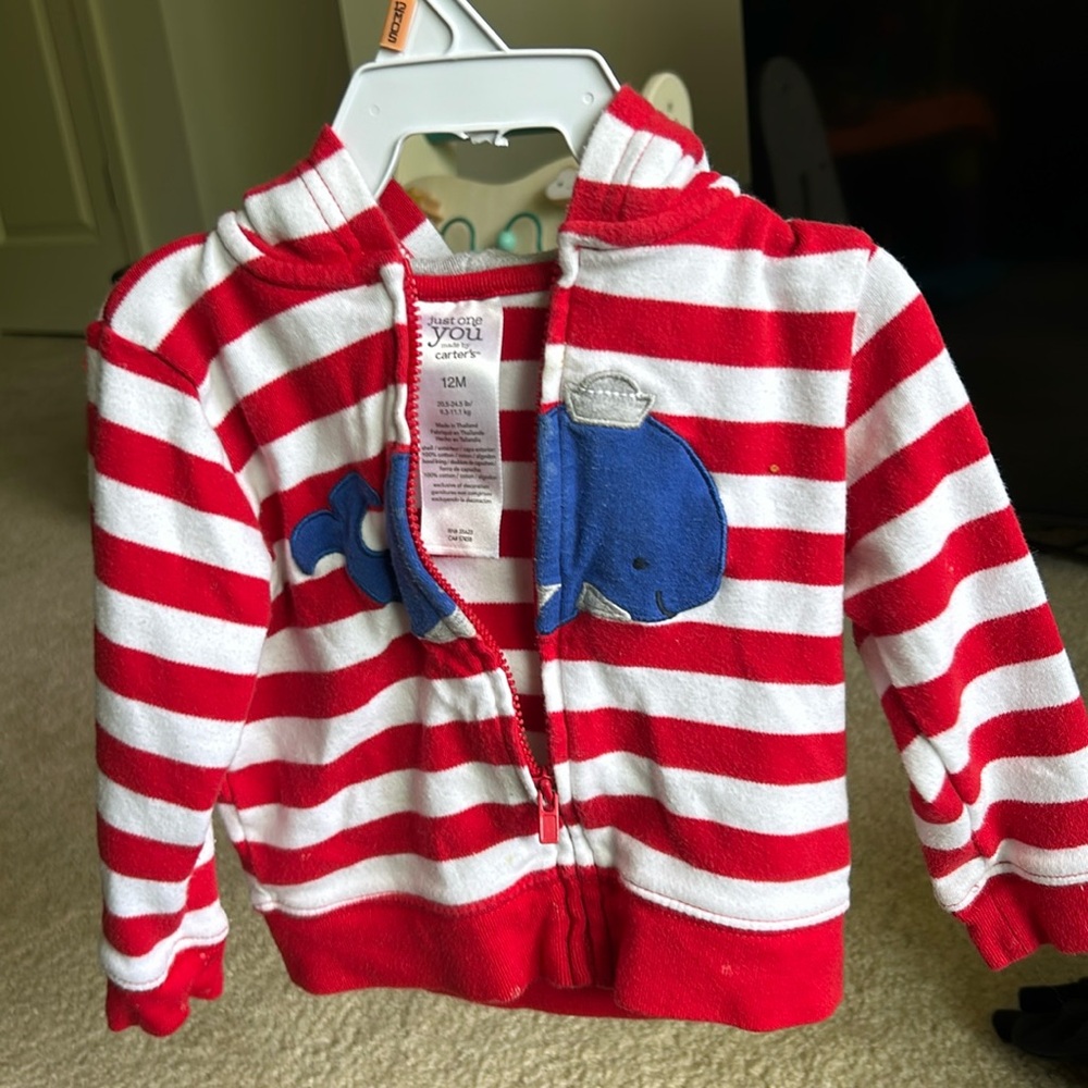 Hoodie white and red